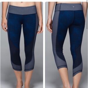 LULULEMON Wunder Under cropped pant limited edition sashico cross inkwell blue 8